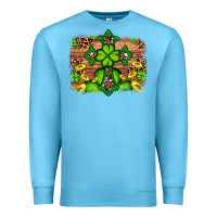 Ocean Blue Western Shamrock Cross Leopard Background Premium Sweatshirt - Artiststas