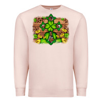 Pale Pink Western Shamrock Cross Leopard Background Premium Sweatshirt - Artiststas