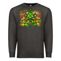 Smoke Western Shamrock Cross Leopard Background Premium Sweatshirt - Artiststas