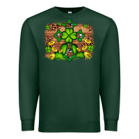 Sports Green Western Shamrock Cross Leopard Background Premium Sweatshirt - Artiststas