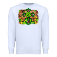 White Western Shamrock Cross Leopard Background Premium Sweatshirt - Artiststas