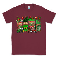 Burgundy christmas tractor coffee cups Classic Tee - texasbilliewilder