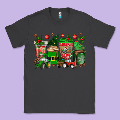 Christmas Tractor Coffee Cups Classic Tee Designed By Texasbilliewilder