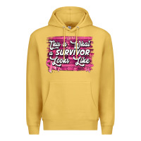 Antique Gold This is what a survivor looks like Breast Cancer Premium Hoodie - NancyCooperArtShop