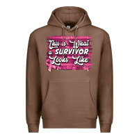 Chestnut This is what a survivor looks like Breast Cancer Premium Hoodie - NancyCooperArtShop