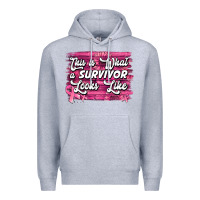 Heather Grey This is what a survivor looks like Breast Cancer Premium Hoodie - NancyCooperArtShop