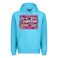 Ocean Blue This is what a survivor looks like Breast Cancer Premium Hoodie - NancyCooperArtShop