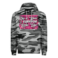 Slate Camo This is what a survivor looks like Breast Cancer Premium Hoodie - NancyCooperArtShop