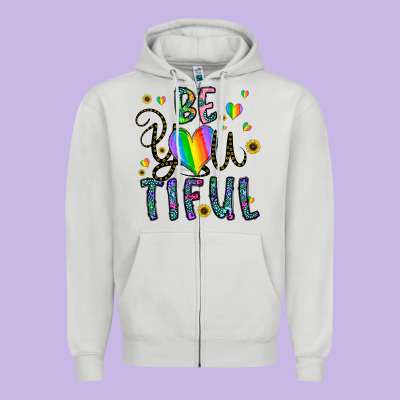 Be You Tiful Zipper Hoodie Designed By Cowhidedigitalart