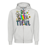 Dove Grey be you tiful Zipper Hoodie - CowhideDigitalArt