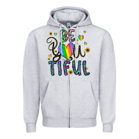 Heather Grey be you tiful Zipper Hoodie - CowhideDigitalArt