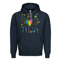 Navy be you tiful Zipper Hoodie - CowhideDigitalArt