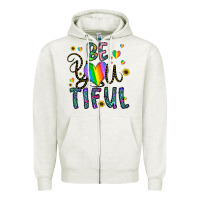 Oatmeal Heather be you tiful Zipper Hoodie - CowhideDigitalArt