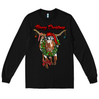 Black merry christmas longhorn cow Long Sleeve Tee - RanaPortraitStore