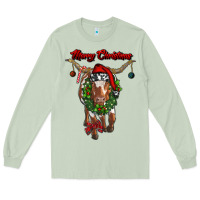 Matcha merry christmas longhorn cow Long Sleeve Tee - RanaPortraitStore