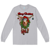 Moon Dust merry christmas longhorn cow Long Sleeve Tee - RanaPortraitStore