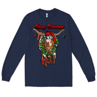 Navy merry christmas longhorn cow Long Sleeve Tee - RanaPortraitStore