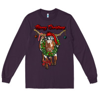 Plum merry christmas longhorn cow Long Sleeve Tee - RanaPortraitStore
