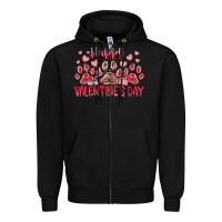 Black happy valentines day dog pet Zipper Hoodie - RacoonDesign