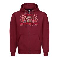 Burgundy happy valentines day dog pet Zipper Hoodie - RacoonDesign