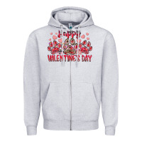 Heather Grey happy valentines day dog pet Zipper Hoodie - RacoonDesign