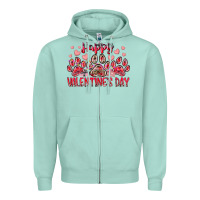 Seafoam happy valentines day dog pet Zipper Hoodie - RacoonDesign