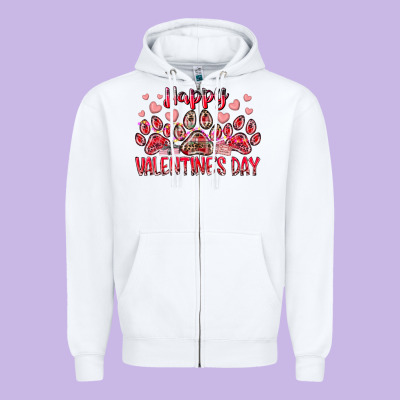 Happy Valentines Day Dog Pet Zipper Hoodie Designed By Racoondesign