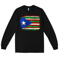 Black Mexico and Puerto Rico Flag Long Sleeve Tee - texasbilliewilder