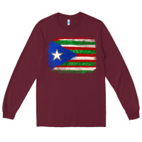 Burgundy Mexico and Puerto Rico Flag Long Sleeve Tee - texasbilliewilder