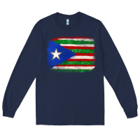 Navy Mexico and Puerto Rico Flag Long Sleeve Tee - texasbilliewilder