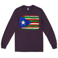 Plum Mexico and Puerto Rico Flag Long Sleeve Tee - texasbilliewilder