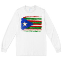 White Mexico and Puerto Rico Flag Long Sleeve Tee - texasbilliewilder