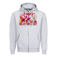 Heather Grey happy valentines day Zipper Hoodie - RacoonDesign