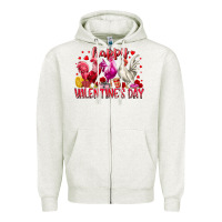 Oatmeal Heather happy valentines day Zipper Hoodie - RacoonDesign