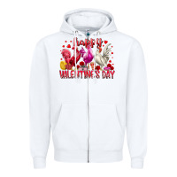 White happy valentines day Zipper Hoodie - RacoonDesign