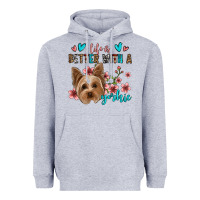 Heather Grey life is better with a yorkie Heavyweight Hoodie - Jasminsmagicworld