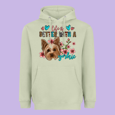 Life Is Better With A Yorkie Heavyweight Hoodie Designed By Jasminsmagicworld