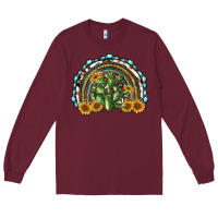 Burgundy western rainbow with cactus Long Sleeve Tee - RanaPortraitStore