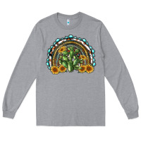 Heather Grey western rainbow with cactus Long Sleeve Tee - RanaPortraitStore