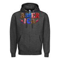 Charcoal Heather america thunderbolt Zipper Hoodie - HRA Design Shop