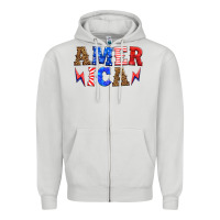 Dove Grey america thunderbolt Zipper Hoodie - HRA Design Shop