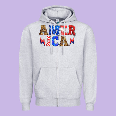 America Thunderbolt Zipper Hoodie Designed By Hra Design Shop