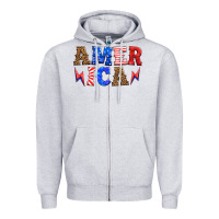 Heather Grey america thunderbolt Zipper Hoodie - HRA Design Shop