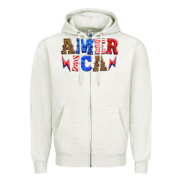 Oatmeal Heather america thunderbolt Zipper Hoodie - HRA Design Shop