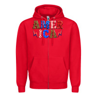 Red america thunderbolt Zipper Hoodie - HRA Design Shop