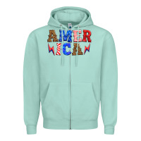 Seafoam america thunderbolt Zipper Hoodie - HRA Design Shop