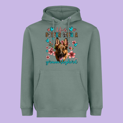 Life Is Better With A German Shepherd Heavyweight Hoodie Designed By Jasminsmagicworld