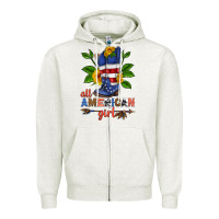 Oatmeal Heather all american girl cowboy boot with sunflower Zipper Hoodie - HRA Design Shop
