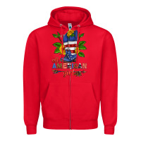 Red all american girl cowboy boot with sunflower Zipper Hoodie - HRA Design Shop