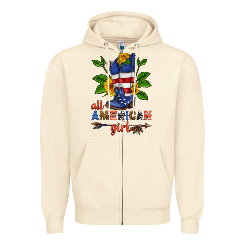All American Girl Cowboy Boot With Sunflower Zipper Hoodie by HRA Design Shop | Teevron